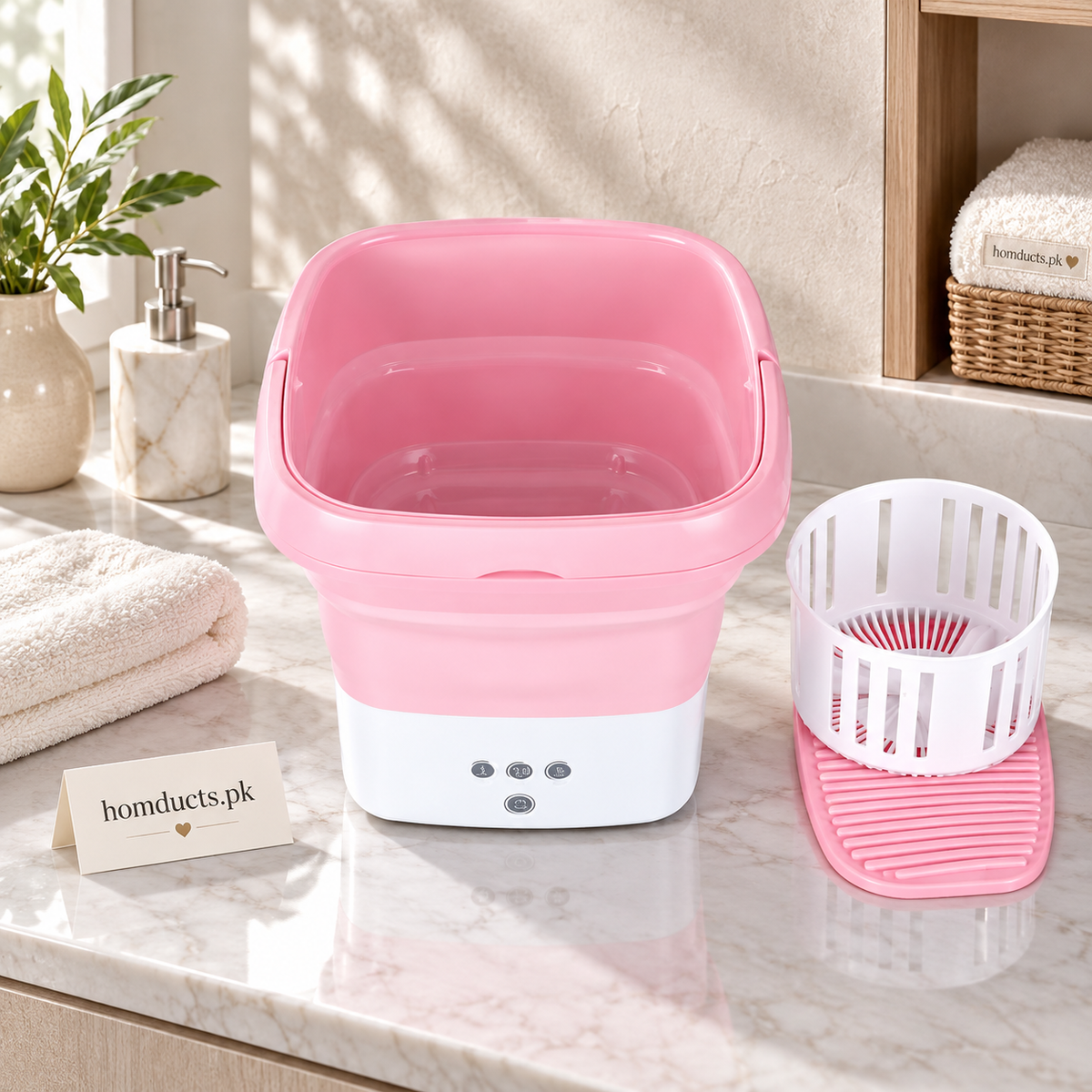 Mini foldable washing machine in Pakistan with drain basket