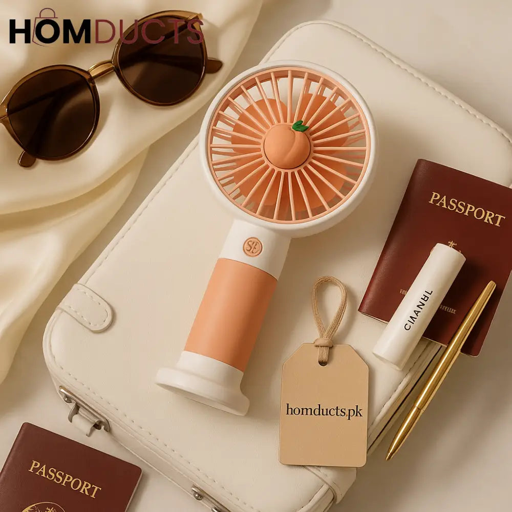 Mini Handheld Fan – Portable & Rechargeable with Cute Fruit Design