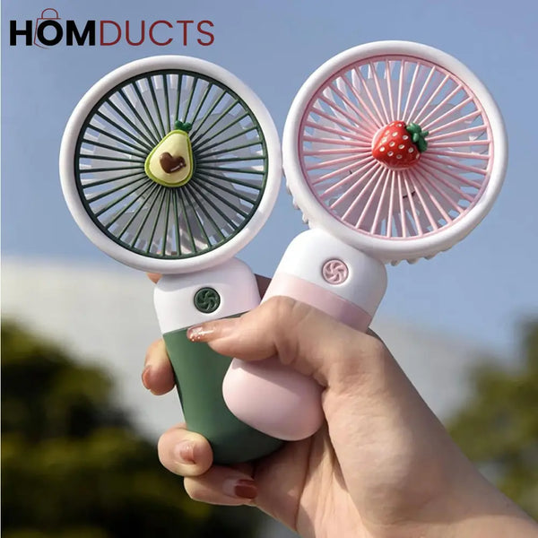 Mini Handheld Fan – Portable & Rechargeable with Cute Fruit Design