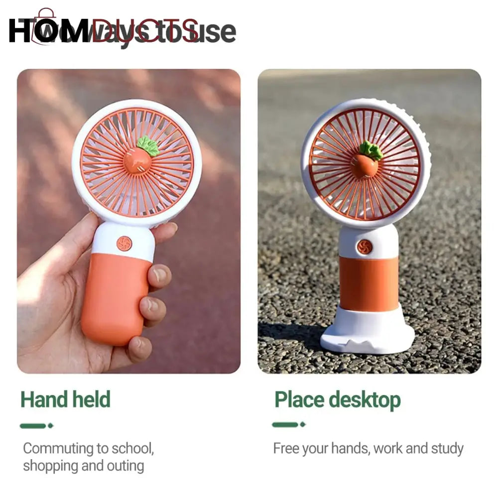 Mini Handheld Fan – Portable & Rechargeable with Cute Fruit Design