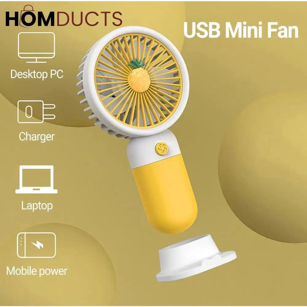 Mini Handheld Fan – Portable & Rechargeable with Cute Fruit Design