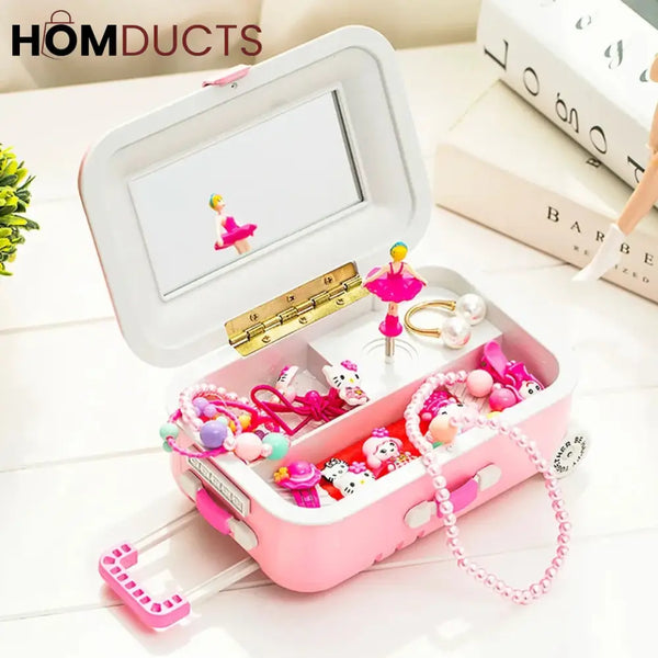 Mini Musical Suitcase Style Jewelery Box