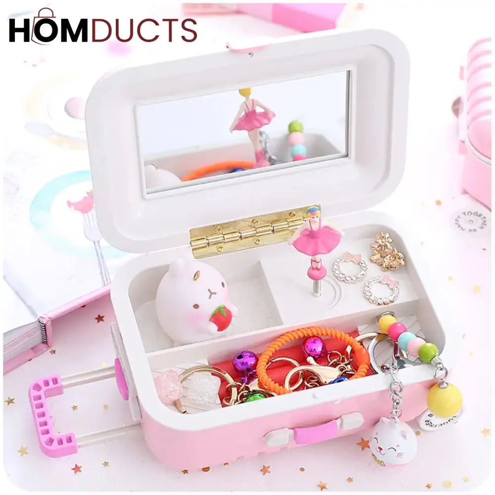 Mini Musical Suitcase Style Jewelery Box