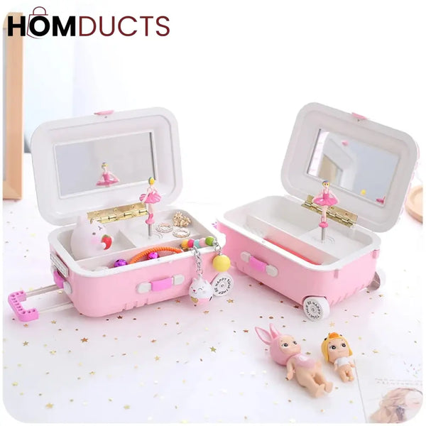 Mini Musical Suitcase Style Jewelery Box