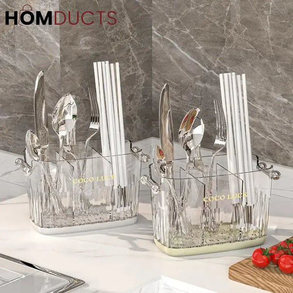 Minimalist Multifunctional Cutlery Holder with Draining Feature