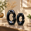Black Abstract Loop Ceramic Vase Set – 2 Piece lifestyle image