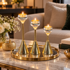 Crystal Bowl Gold Metal Candle Holder Set of 3 styled in a premium home setting