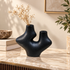 Black Double-Neck Abstract Ceramic Vase – 7 Inch lifestyle image