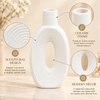 White Ribbed Oval Open-Centre Ceramic Vase – 10 Inch features image