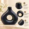 Black Open-Centre Round Ceramic Vase – 7 Inch features image