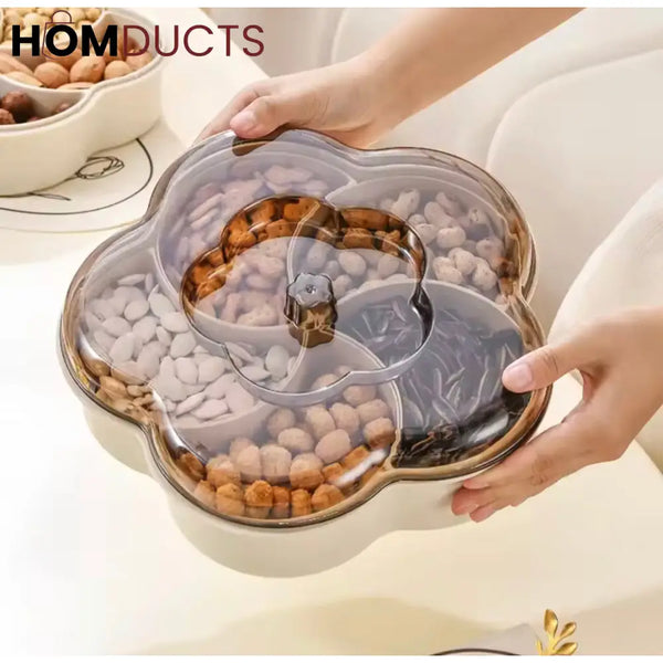 Modern 5-Compartment Serving Tray with Clear Lids - Keep Snacks Fresh & Organized