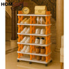 Modern 5-Tier Rolling Shoe Rack with Wavy Orange Frame – Space-Saving Organizer for Home & Entryway