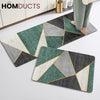 Modern Geometric Kitchen Mat Set – Anti-Fatigue Non-Slip Design (2pcs Green & Gold)