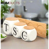 Modern Kitchen Storage - Ceramic Jars with Bamboo Stand for Coffee Tea Sugar & Baking Supplies