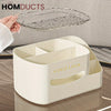 Modern Makeup Organizer with Tissue Box - Stylish Cosmetic Display & Desk Storage