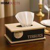 Modern Wooden Tissue Box with Moon & TISSUES Engraving