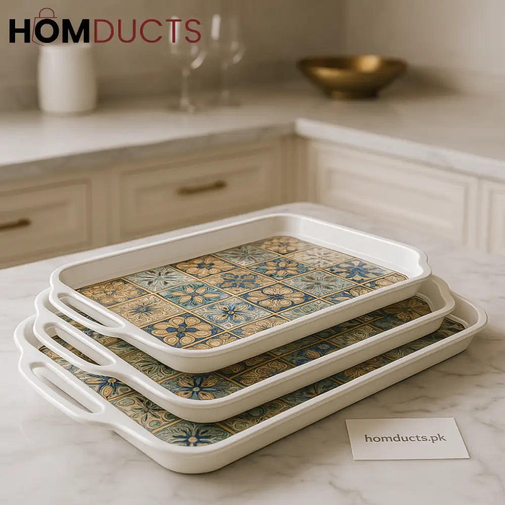 Moroccan Mosaic Luxe 4 Piece Serving Tray Set