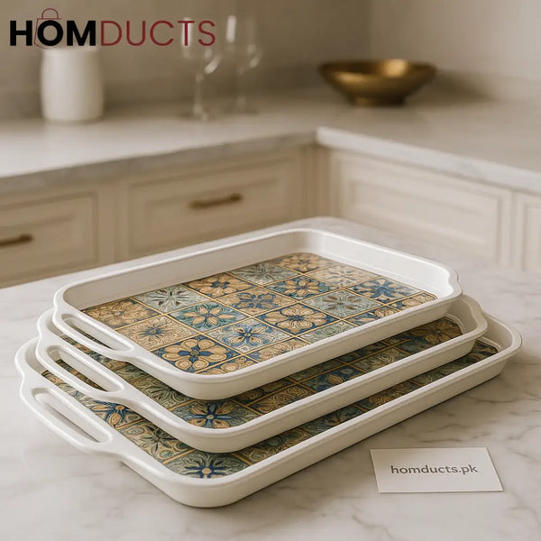 Moroccan Mosaic Luxe 4 Piece Serving Tray Set