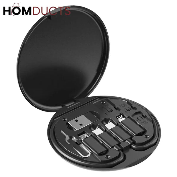 Multi-Function 6-in-1 Charging Cable Kit with USB Type-C Micro USB SIM Ejector & Storage Case – Portable Travel Adapter