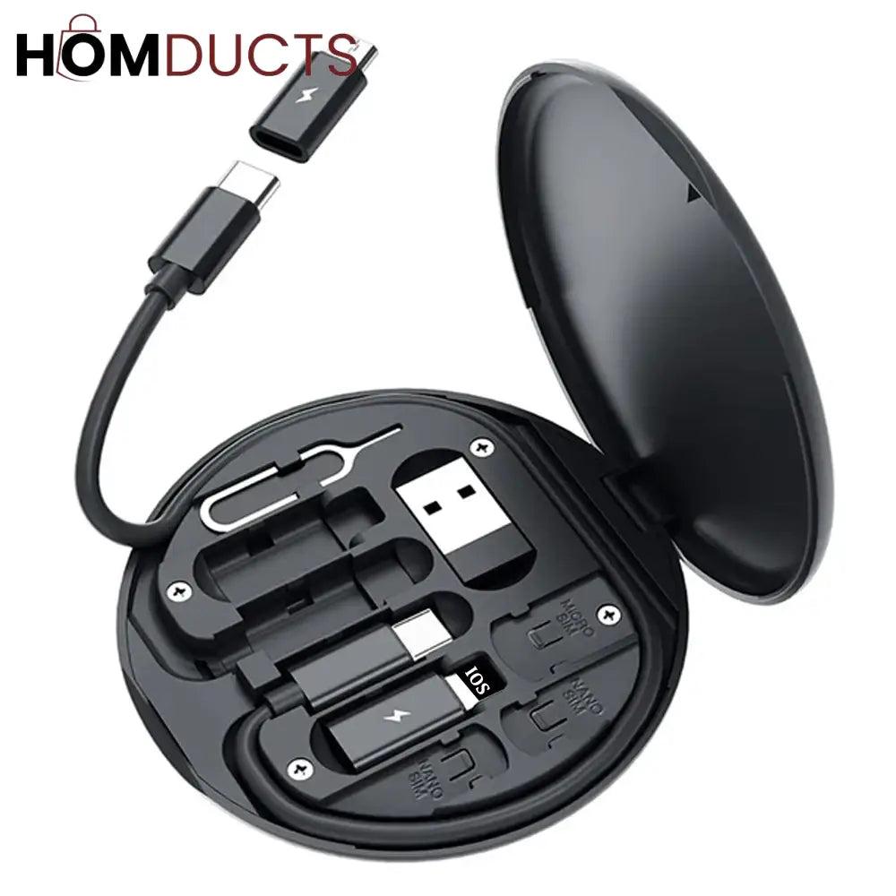 Multi-Function 6-in-1 Charging Cable Kit with USB Type-C Micro USB SIM Ejector & Storage Case – Portable Travel Adapter