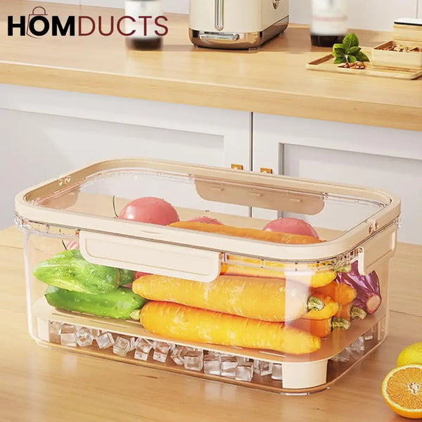 Multi-Layer Airtight Vegetable Storage Container with Drain Tray & Freshness Lock for Fridge and Kitchen