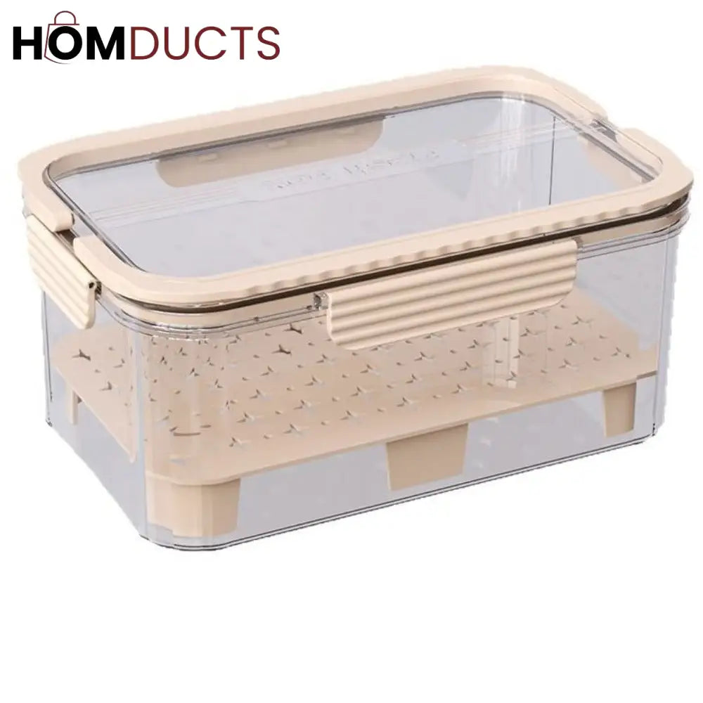Multi-Layer Airtight Vegetable Storage Container with Drain Tray & Freshness Lock for Fridge and Kitchen