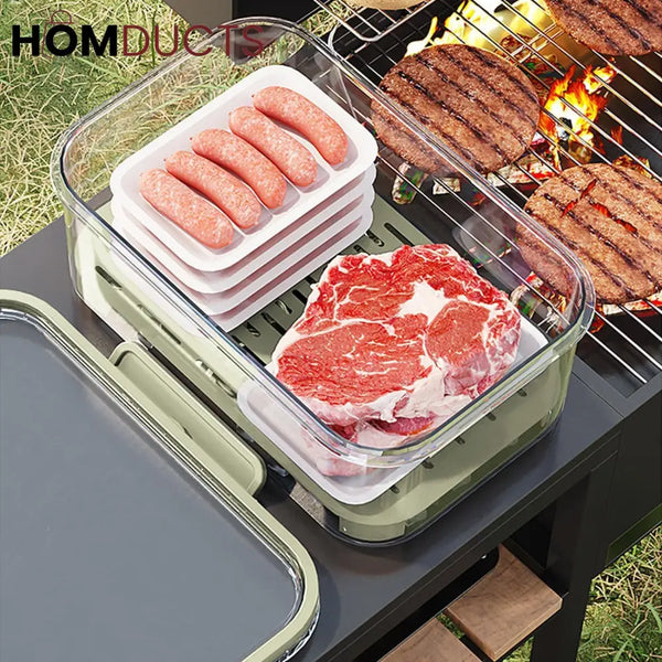Multi-Layer Airtight Vegetable Storage Container with Drain Tray & Freshness Lock for Fridge and Kitchen