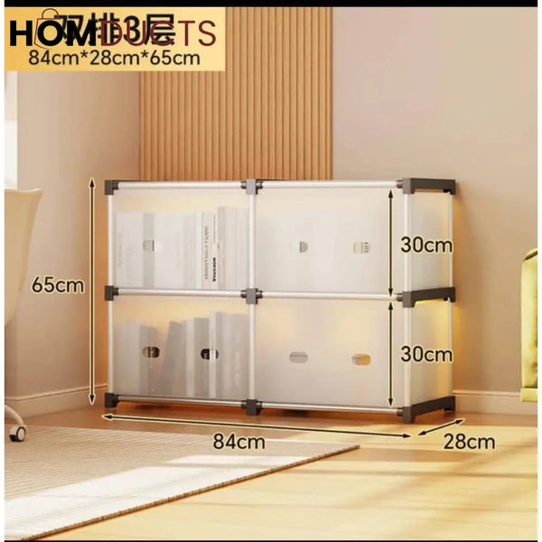 Multi-Layer Modular Transparent Storage Cabinet – 2/3/4 Tier Plastic Organizer with Doors for Home & Office