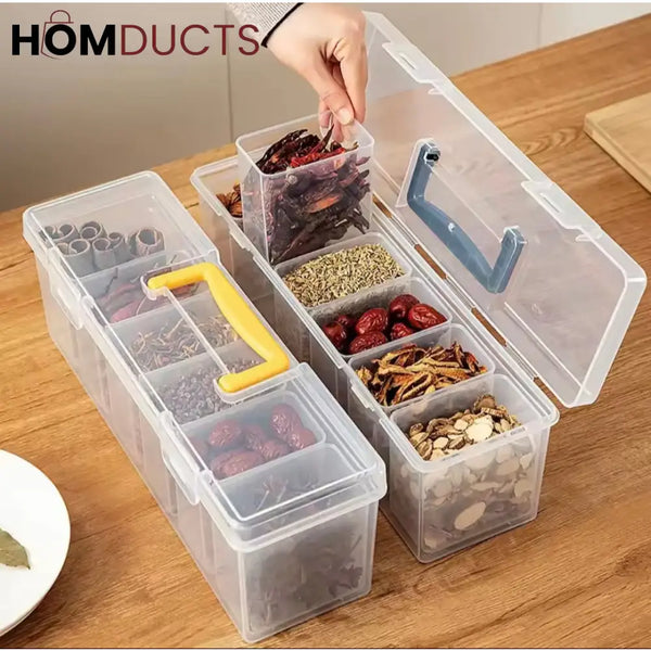 Multi-Purpose Storage Box with Handle – 6 Removable Compartments for Spices Cables Crafts & More