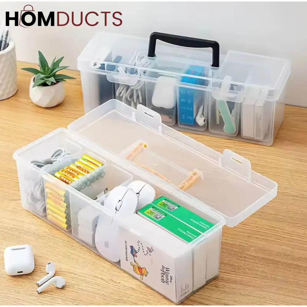 Multi-Purpose Storage Box with Handle – 6 Removable Compartments for Spices Cables Crafts & More