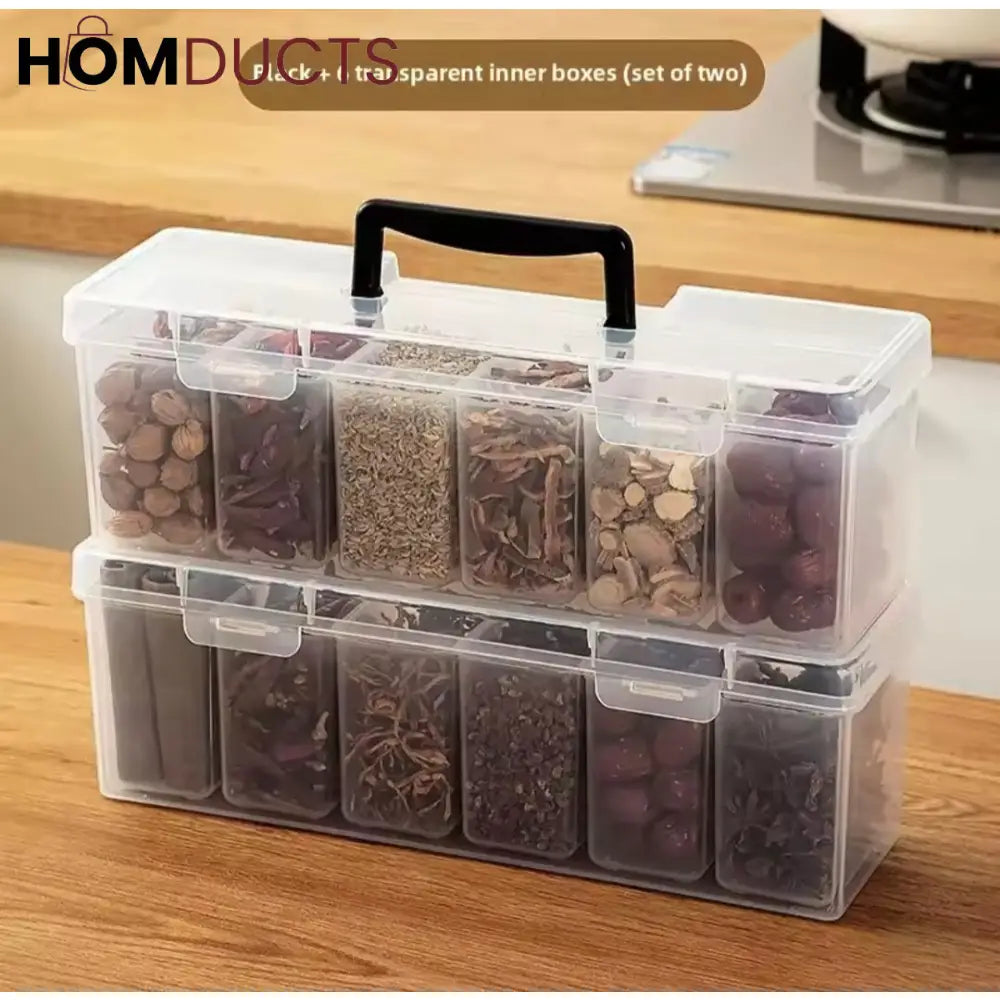 Multi-Purpose Storage Box with Handle – 6 Removable Compartments for Spices Cables Crafts & More