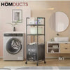 Multi-Tier Laundry Storage Rack with Rolling Wheels – Washday Hamper Organizer for Bathroom & Laundry Room