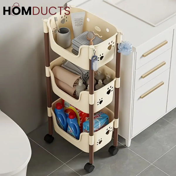 Multifunctional Storage Trolly With Wheels 3Layer