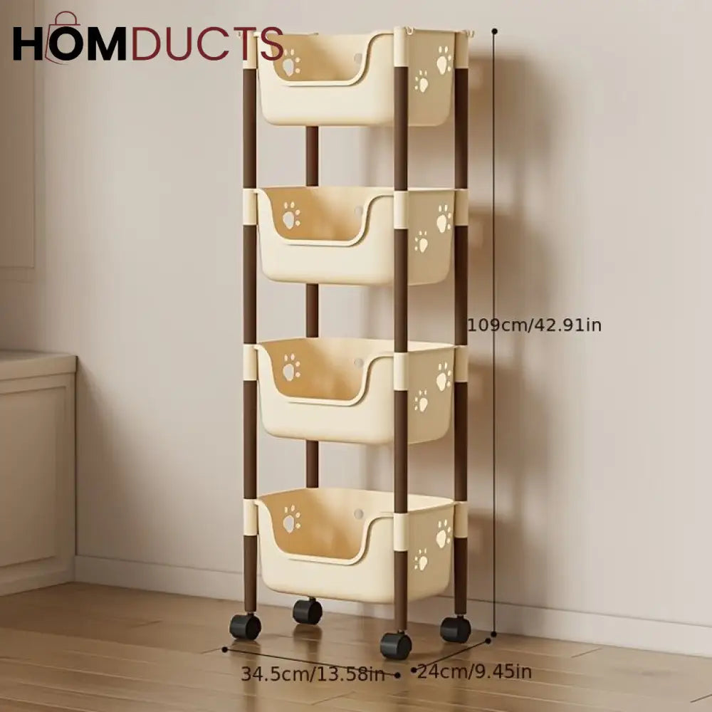 Multifunctional Storage Trolly With Wheels 4Layer