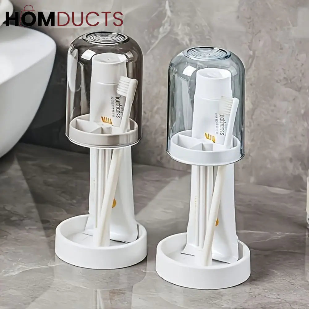 Multifunctional Toothbrush Holder with Quick-Dry Cup & Toothpaste Organizer