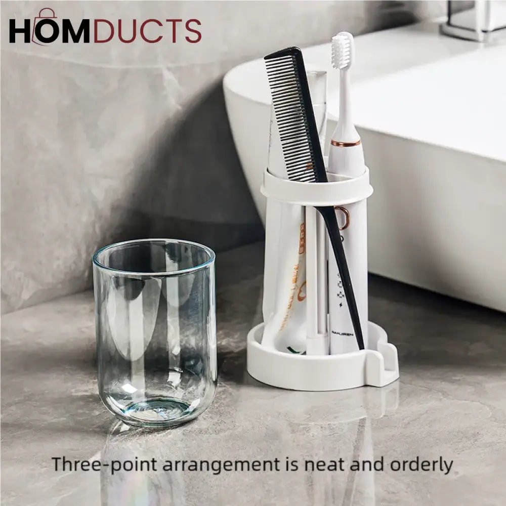 Multifunctional Toothbrush Holder with Quick-Dry Cup & Toothpaste Organizer