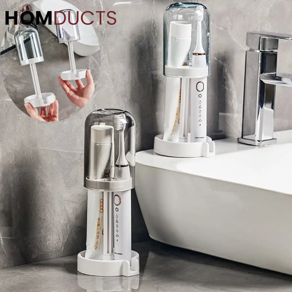 Multifunctional Toothbrush Holder with Quick-Dry Cup & Toothpaste Organizer
