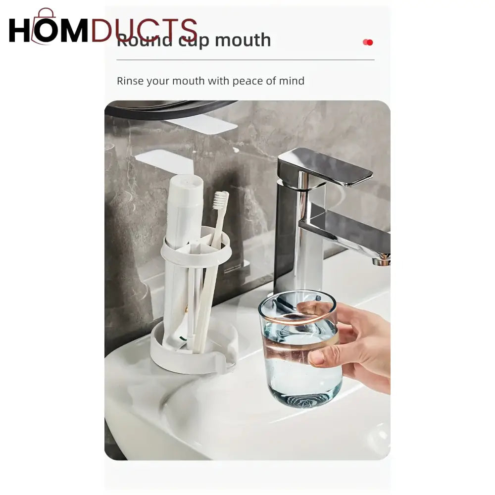 Multifunctional Toothbrush Holder with Quick-Dry Cup & Toothpaste Organizer
