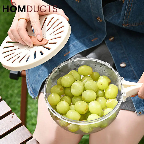 Multipurpose Fruit Storage Container with Built-in Strainer and Handle - Fresh Produce Washer and Drainer Bowl