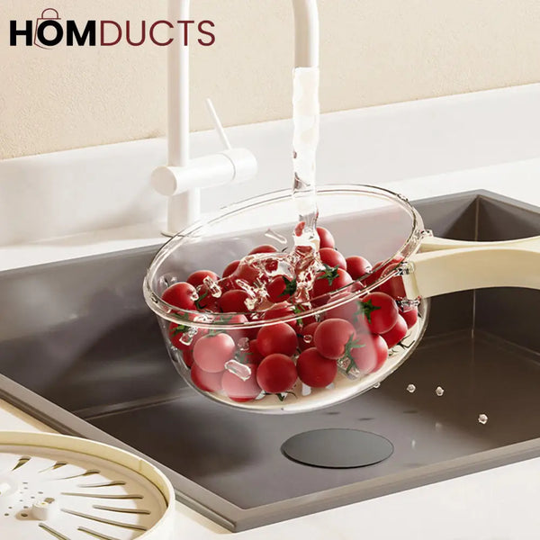 Multipurpose Fruit Storage Container with Built-in Strainer and Handle - Fresh Produce Washer and Drainer Bowl