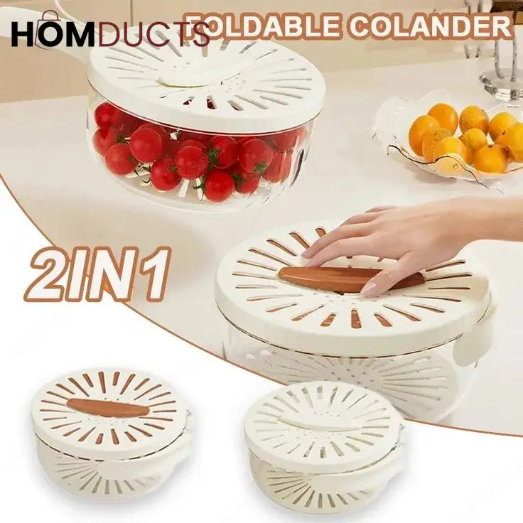 Multipurpose Fruit Storage Container with Built-in Strainer and Handle - Fresh Produce Washer and Drainer Bowl