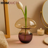 Mushroom Glass Flower Vase – Two-Tone Decorative Bedside Vase