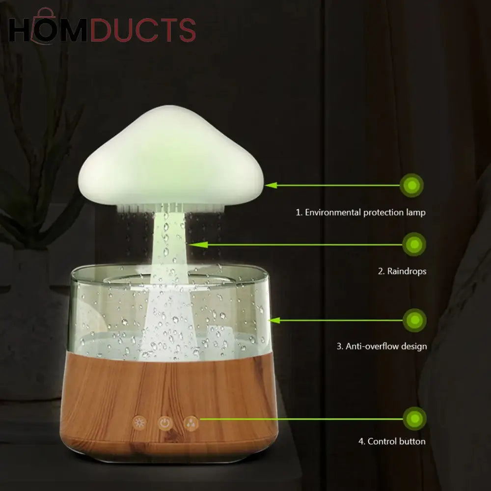 Mushroom Rain Humidifier With Night Light