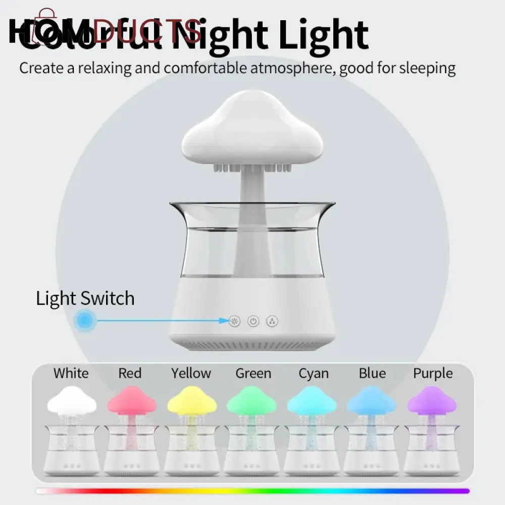 Mushroom Rain Humidifier With Night Light