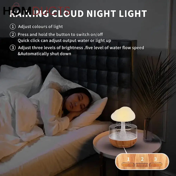 Mushroom Rain Humidifier With Night Light