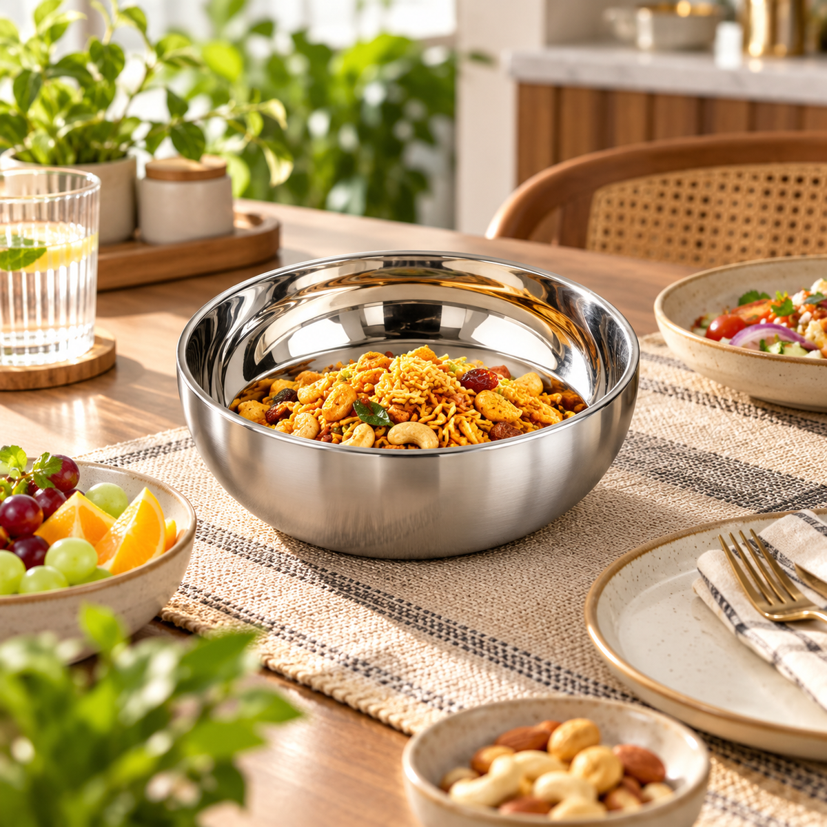 18cm Double-Wall Stainless Steel Serving Bowl