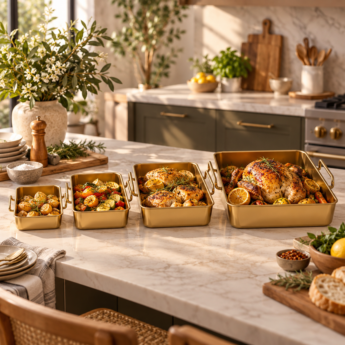 Gold Rectangular Oven & Baking Dish