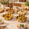 Gold Round Serving Dish with Handles