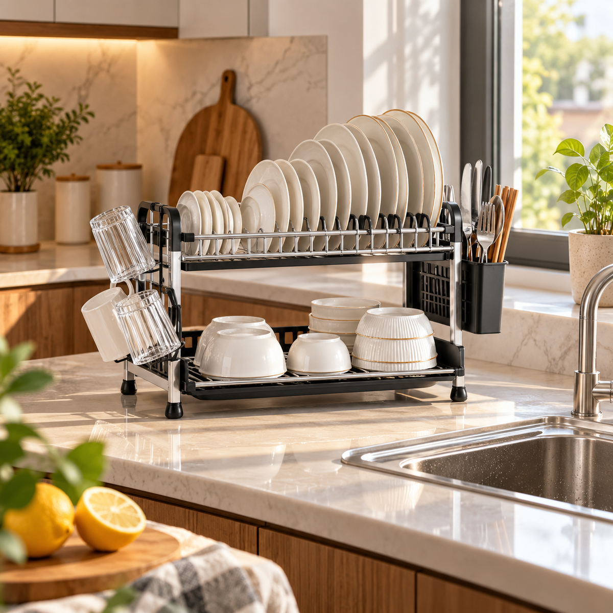 Premium Aluminum Countertop Dish Rack