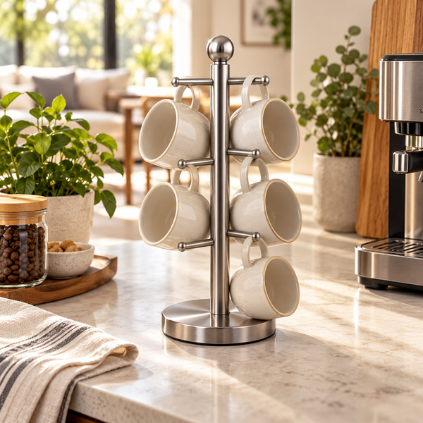 Stainless Steel 6-Cup Mug Holder Stand
